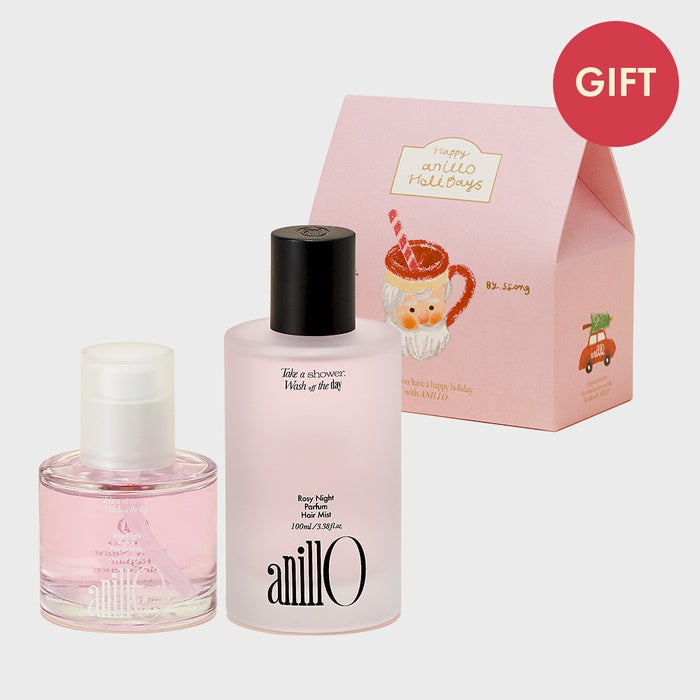 [Gift Packaging] anillO Rosy Night Hair Essence & Mist Set (+ Free Gift Perfume)