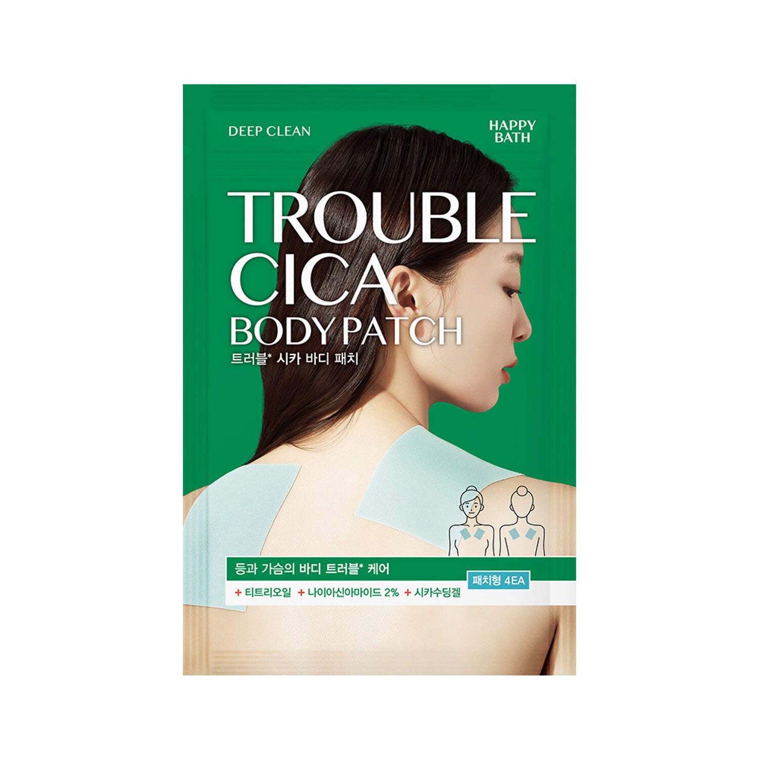 Deep Clean Trouble Cica Body Patches by HAPPY BATH, designed for effective skin treatment and soothing care.