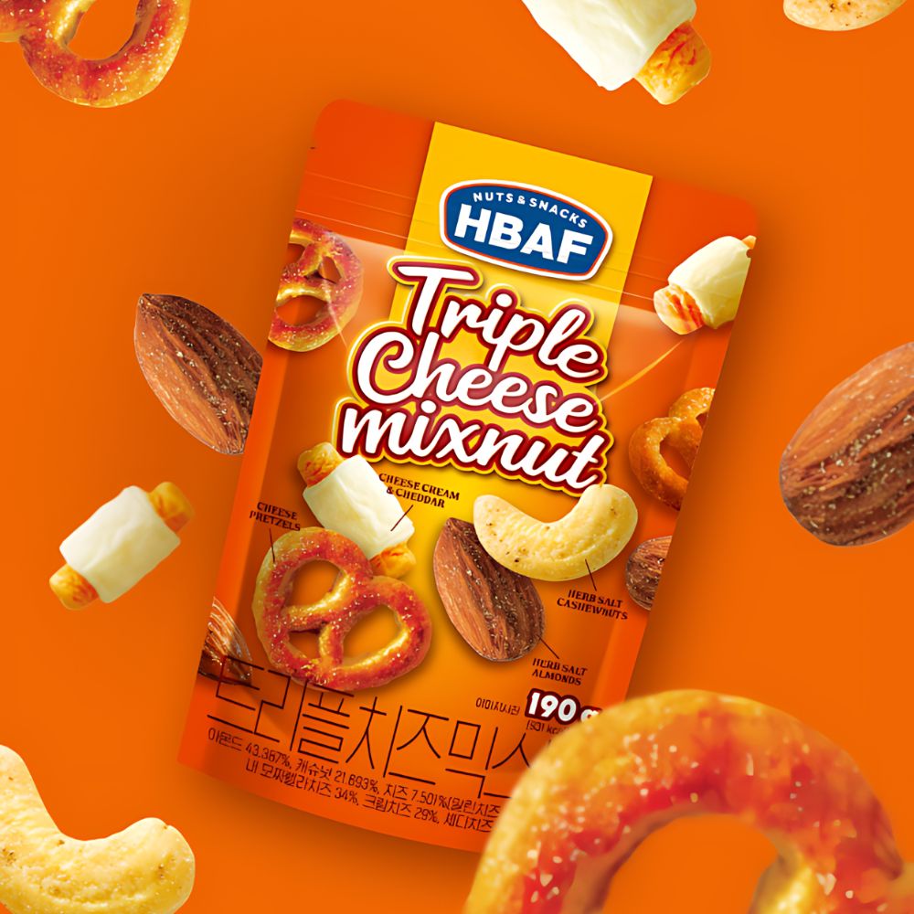 Whether you're enjoying it on the go, as a party snack, or a mid-day treat, HBAF Triple Cheese Mixnut delivers a delightful and wholesome snacking experience.