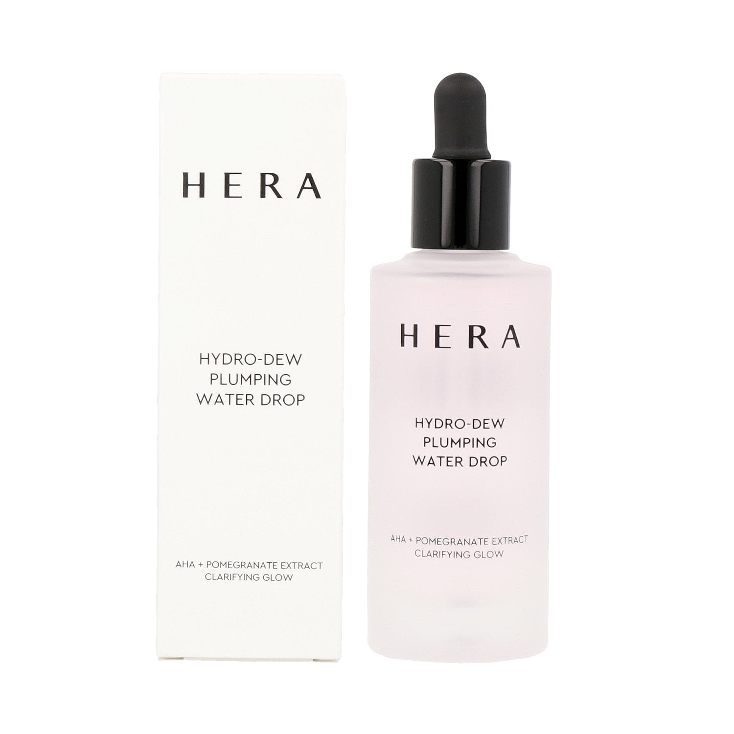 HERA Hydro-Dew Plumping Water Drop 50ml bottle with blue and white design on white background.