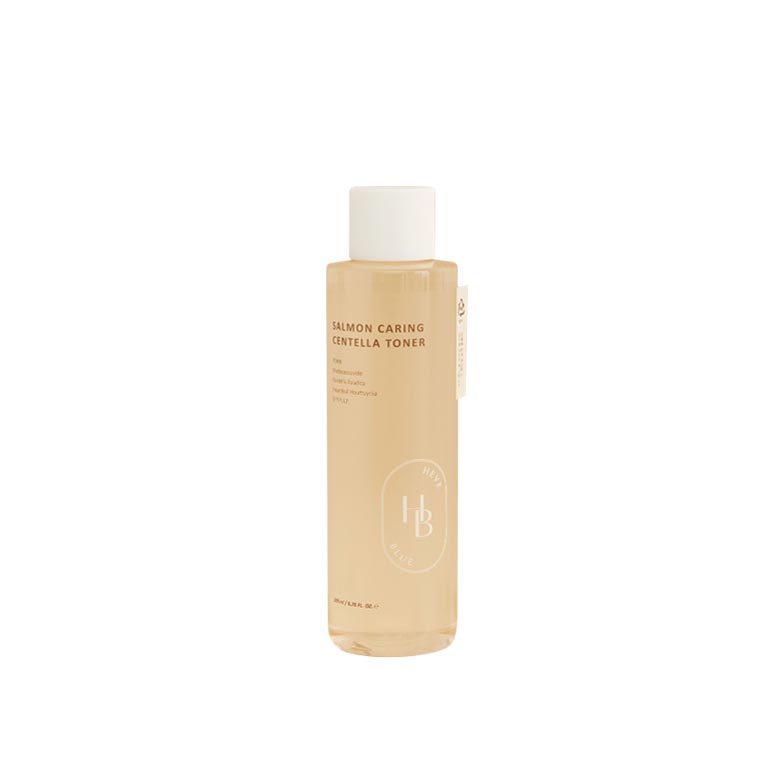 HEVE BLUE Salmon Caring Centella Toner 200ml bottle.