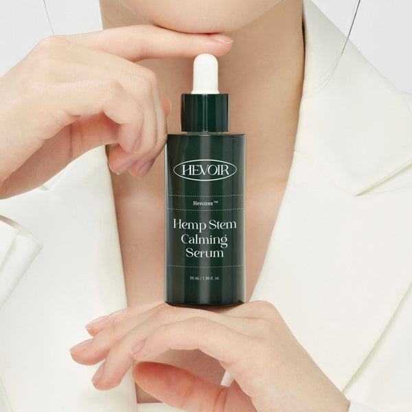 55ml HEVOIR Hemp Stem Calming Serum bottle, designed to soothe and hydrate skin.