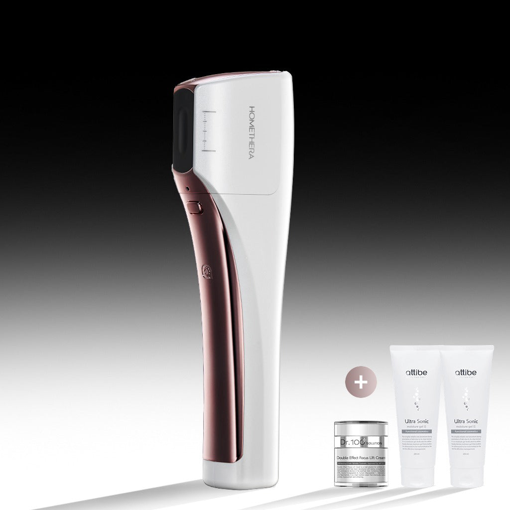 The HOMETHERA HIFU Double Million Dot Package provides 10,000 shots for convenient at-home Ultherapy sessions.