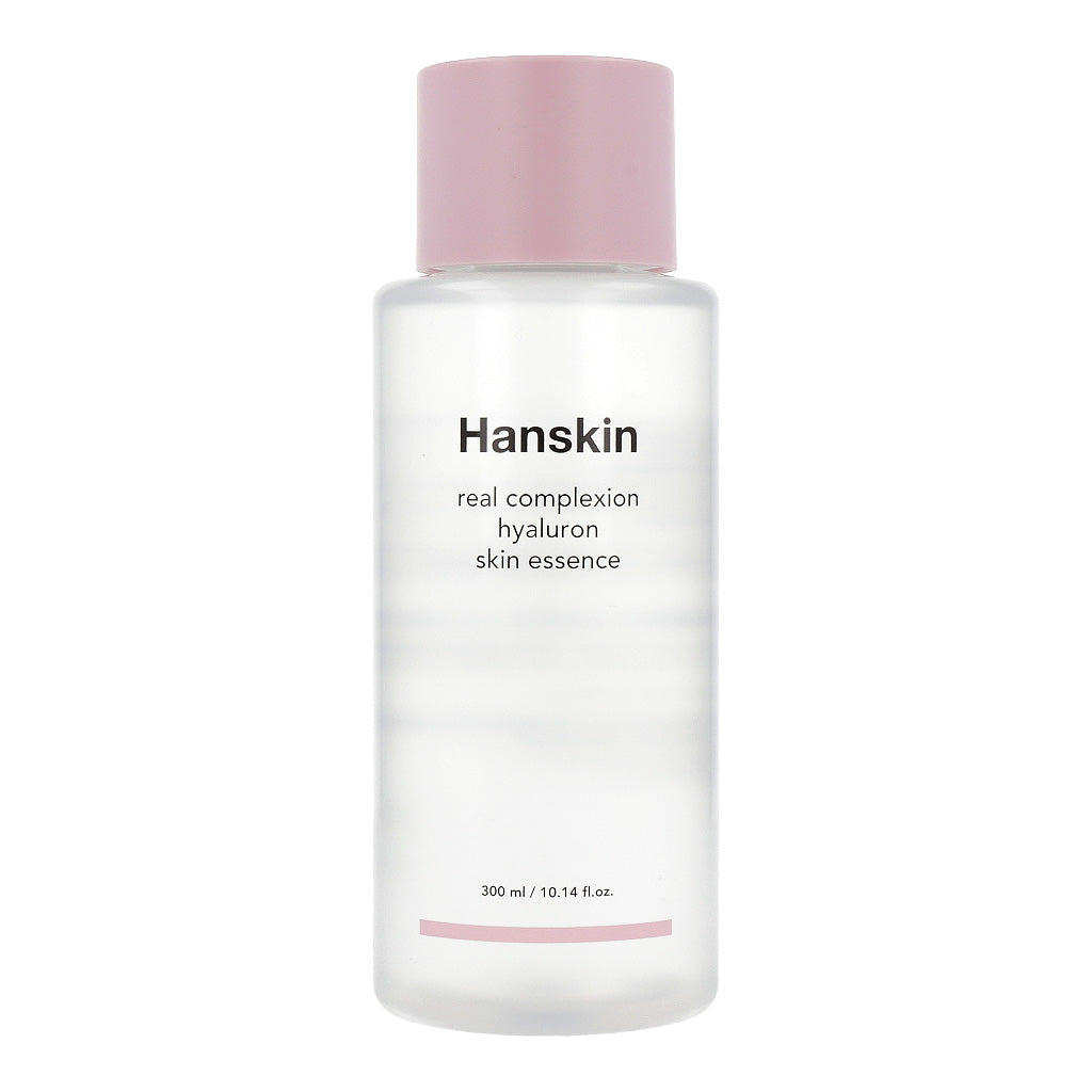 A bottle of Hanskin Real Complexion Skin Cleanser, part of the Hyaluron Skin Essence line, 300ml.