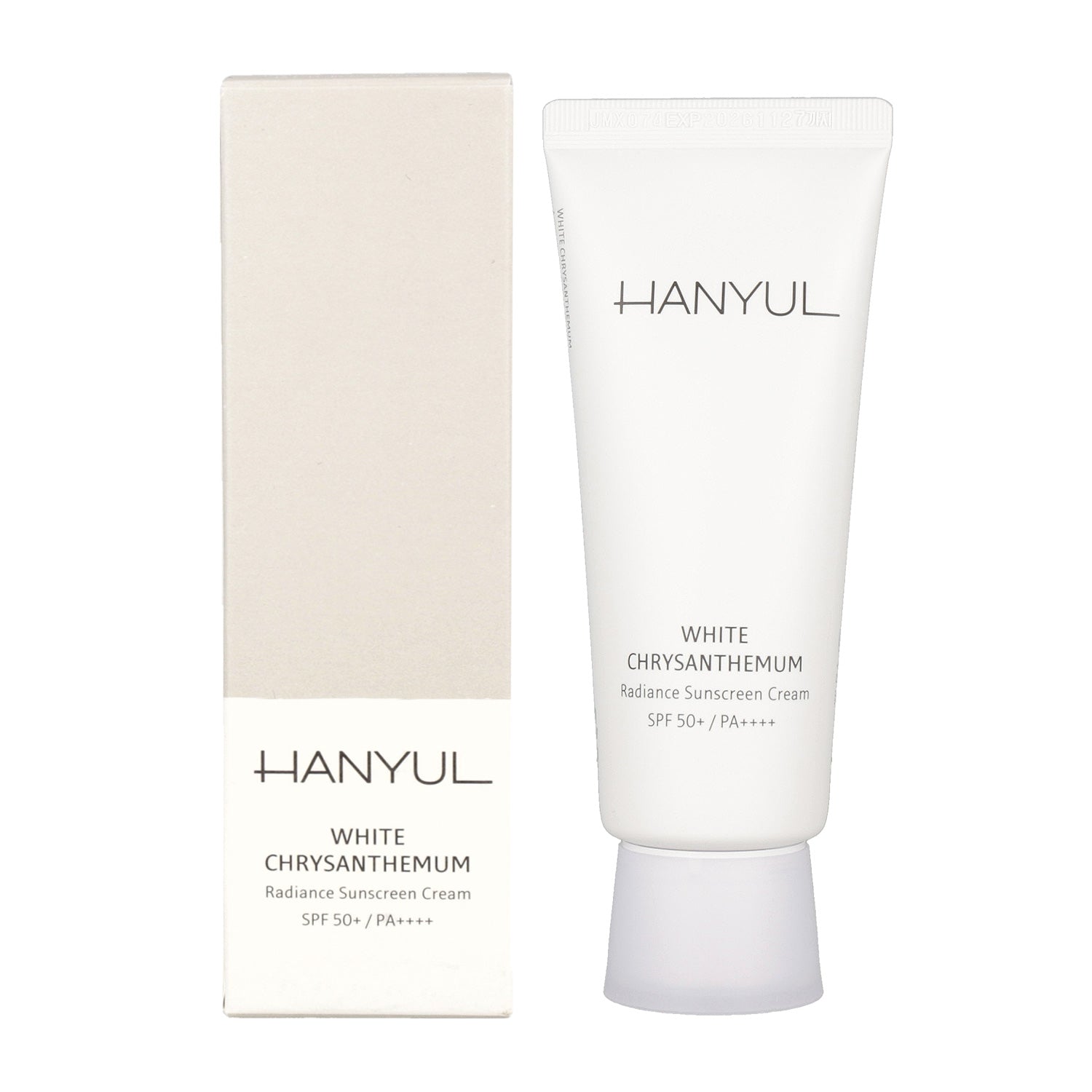 Hanyul White Chrysanthemum Radiance Sunscreen cream SPF50+ PA++++ 70ml in a white cream container.