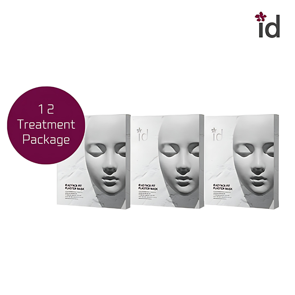 ID.AZ Face Fit Tension Plaster Mask, includes three boxes with twelve masks per box, ideal for enhancing facial appearance.