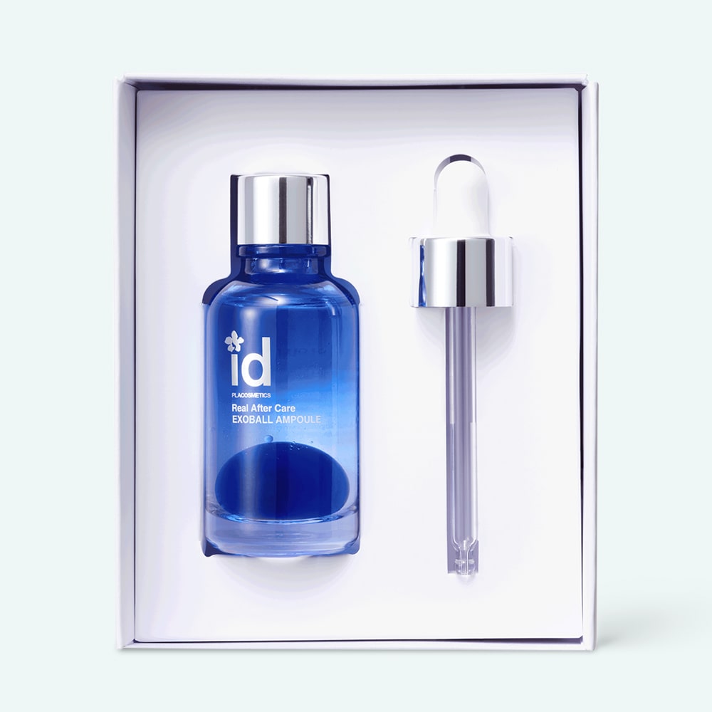 30ml ID Real After Care Exoplus Ampoule, formulated for skin nourishment, presented in a stylish and functional bottle.