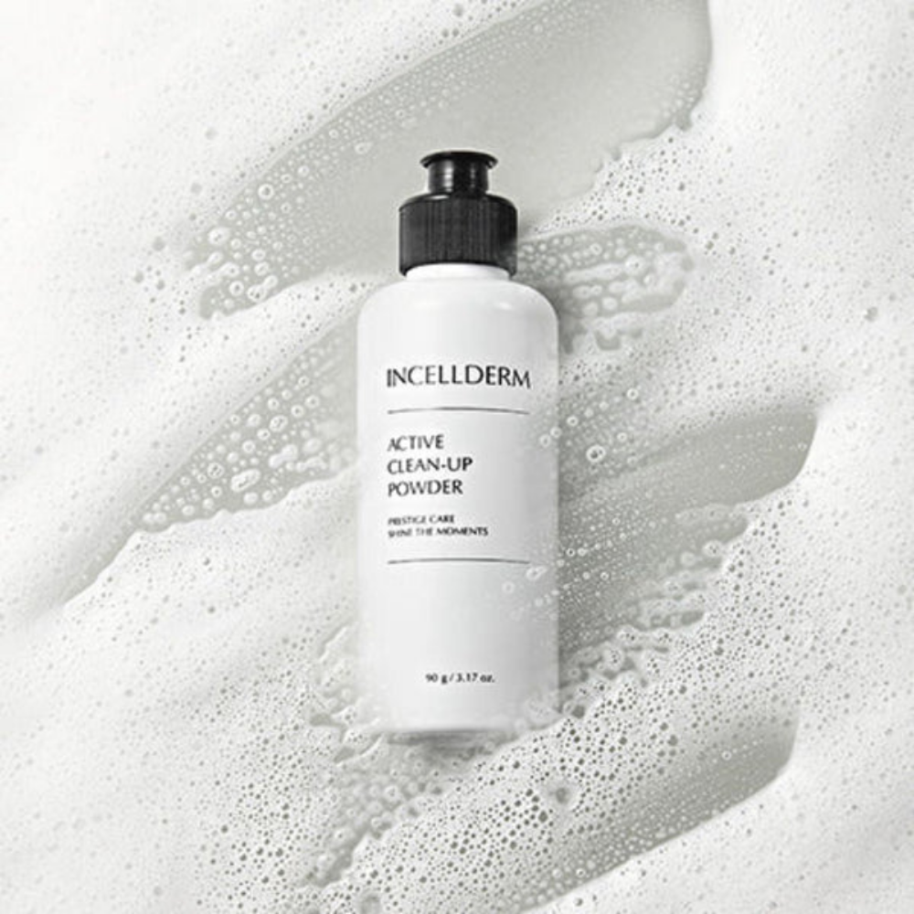 INCELLDERM Clean Up Powder in a 90g size, ideal for cleansing and exfoliating the skin.