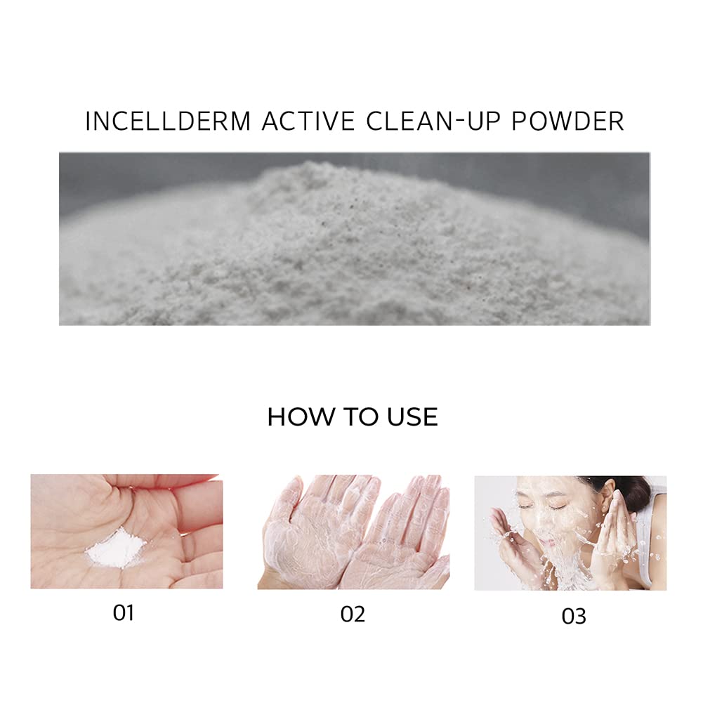 INCELLDERM Clean Up Powder 90g - Smoothens skin with gentle exfoliation.