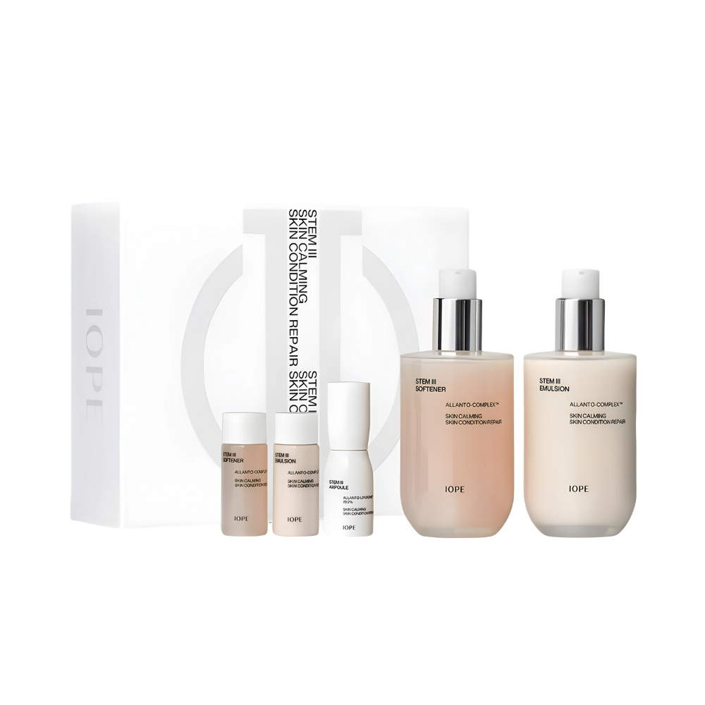 IOPE Stem III Signature Set: 3 bottles of skin care products.