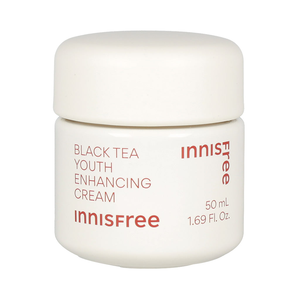 Innisfree Black Tea Youth Enhancing Cream 50ml - A luxurious cream designed to enhance youthfulness with black tea extract.