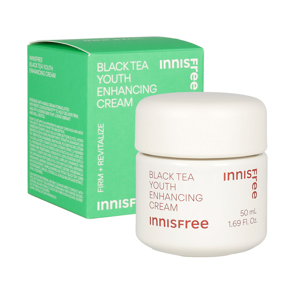 Innisfree Black Tea Youth Enhancing Cream 50ml - Hydrating cream enriched with black tea to promote youthful skin.