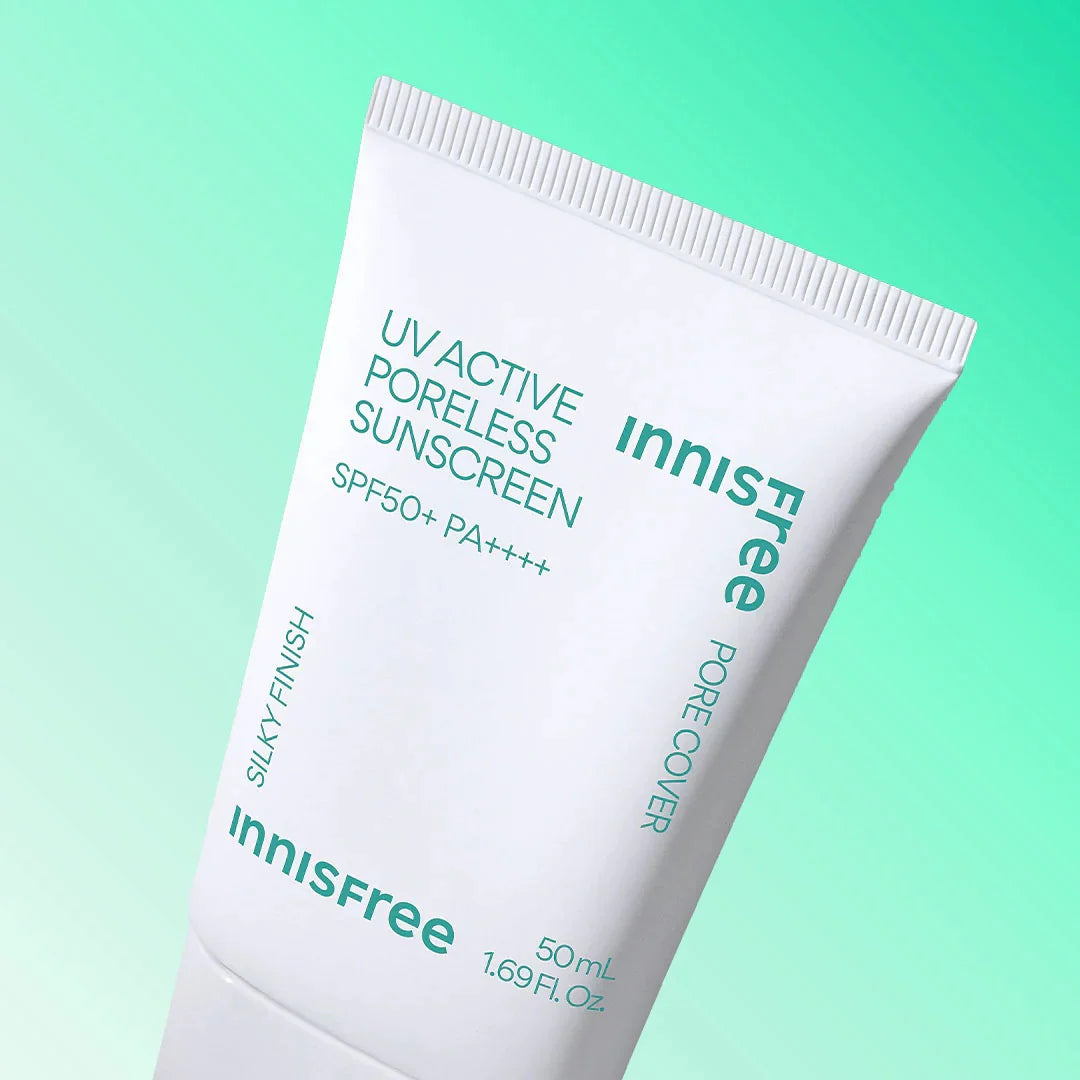 50ml of Innisfree UV Active Poreless Sunscreen SPF50+ PA++++ for skin protection.