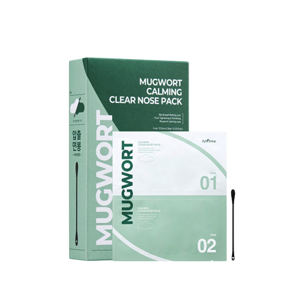 ISNTREE Mugwort Calming Clear Nose Pack, 5 units, formulated to calm irritation and clear impurities from the nose area.