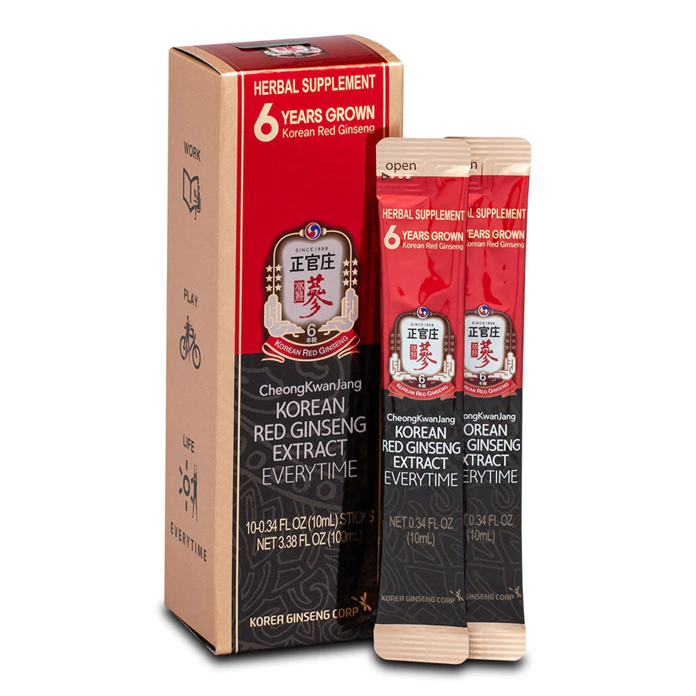 Korean Red Ginseng extract sticks by Jung Kwan Jang, 10ml x 30 pouches.