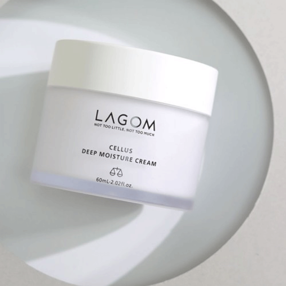 A 60ml jar of LAGOM Cellus Deep Moisture Cream, perfect for nourishing and moisturizing the skin.