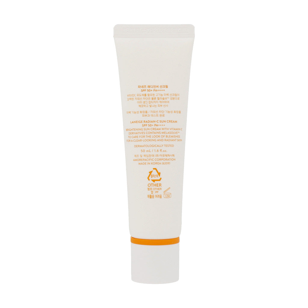 LANEIGE Radian-C Sun Cream SPF 50+ PA++++ 50ml - sun protection with skin-brightening benefits.