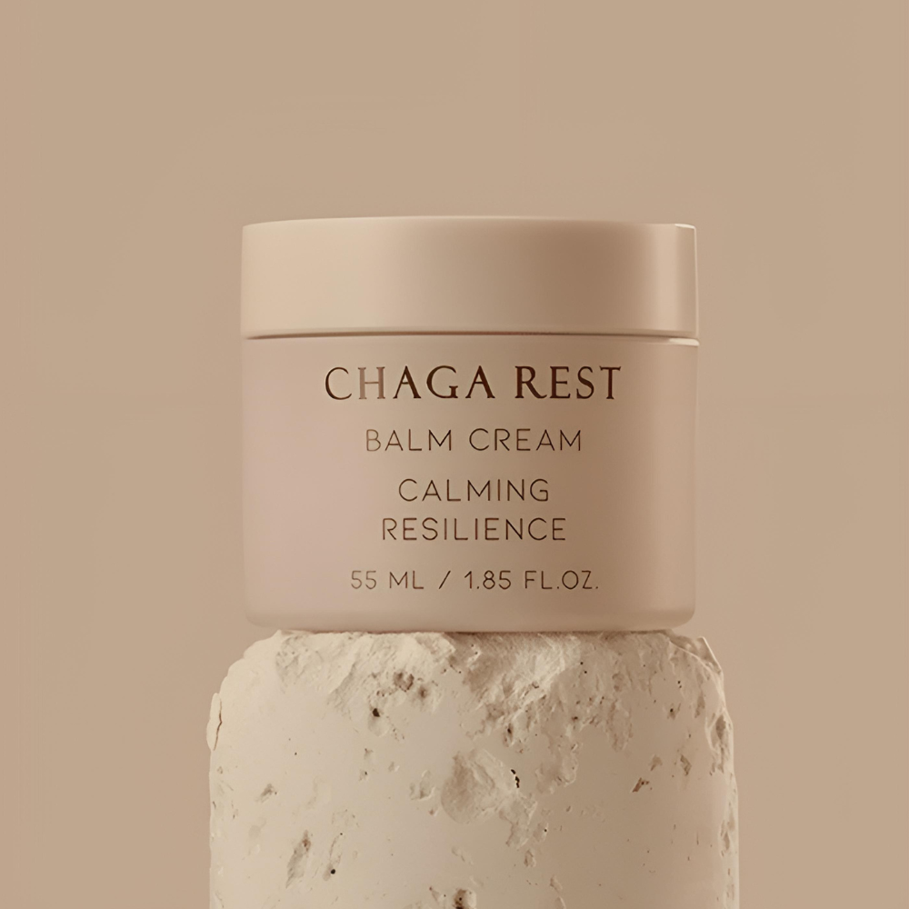 LAPCOS Chaga Rest Balm Cream in a 55ml container for skin hydration and soothing effects.