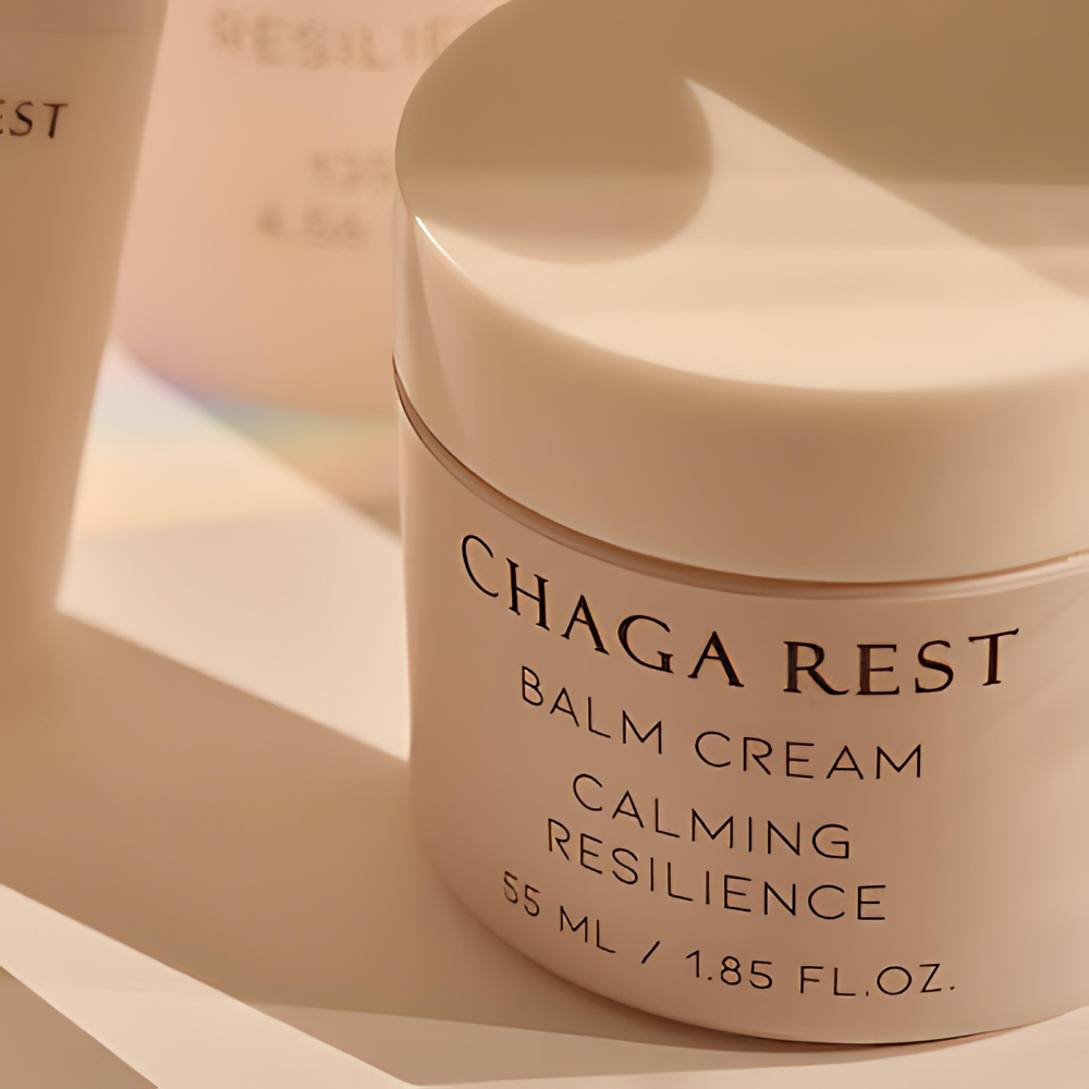 Hydrating and calming LAPCOS Chaga Rest Balm Cream in a 55ml jar.