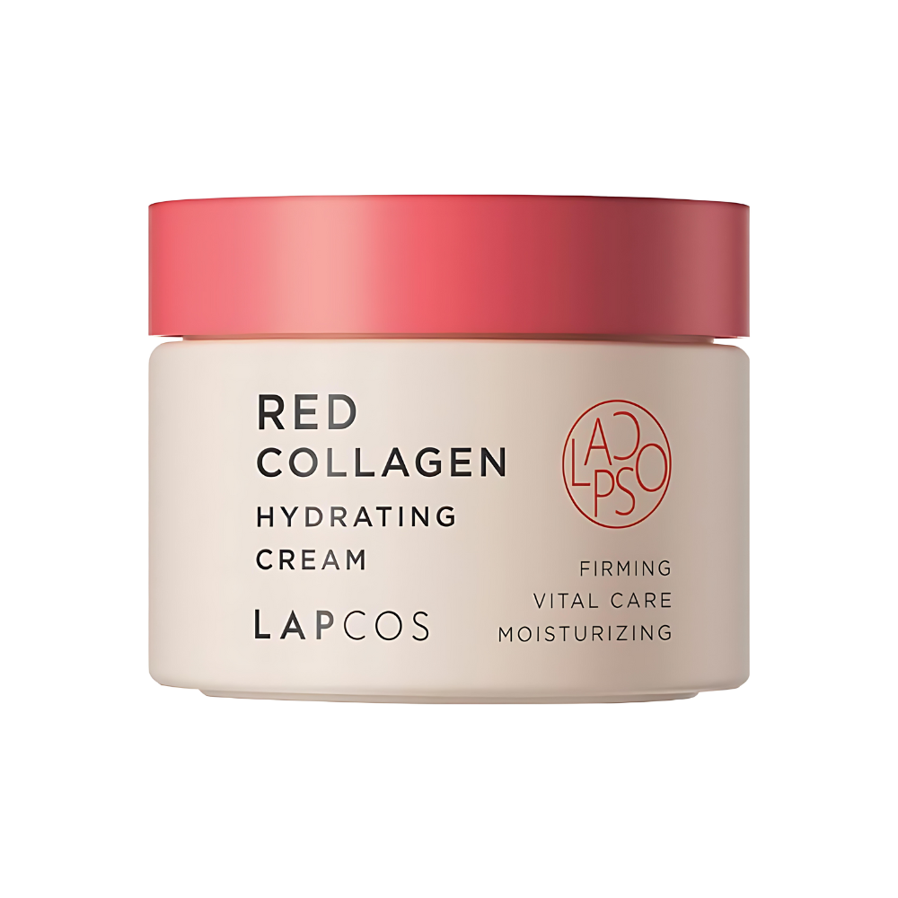 Image of LAPCOS Red Collagen Hydrating Cream 50ml, a skincare product in a red container with collagen for hydration.