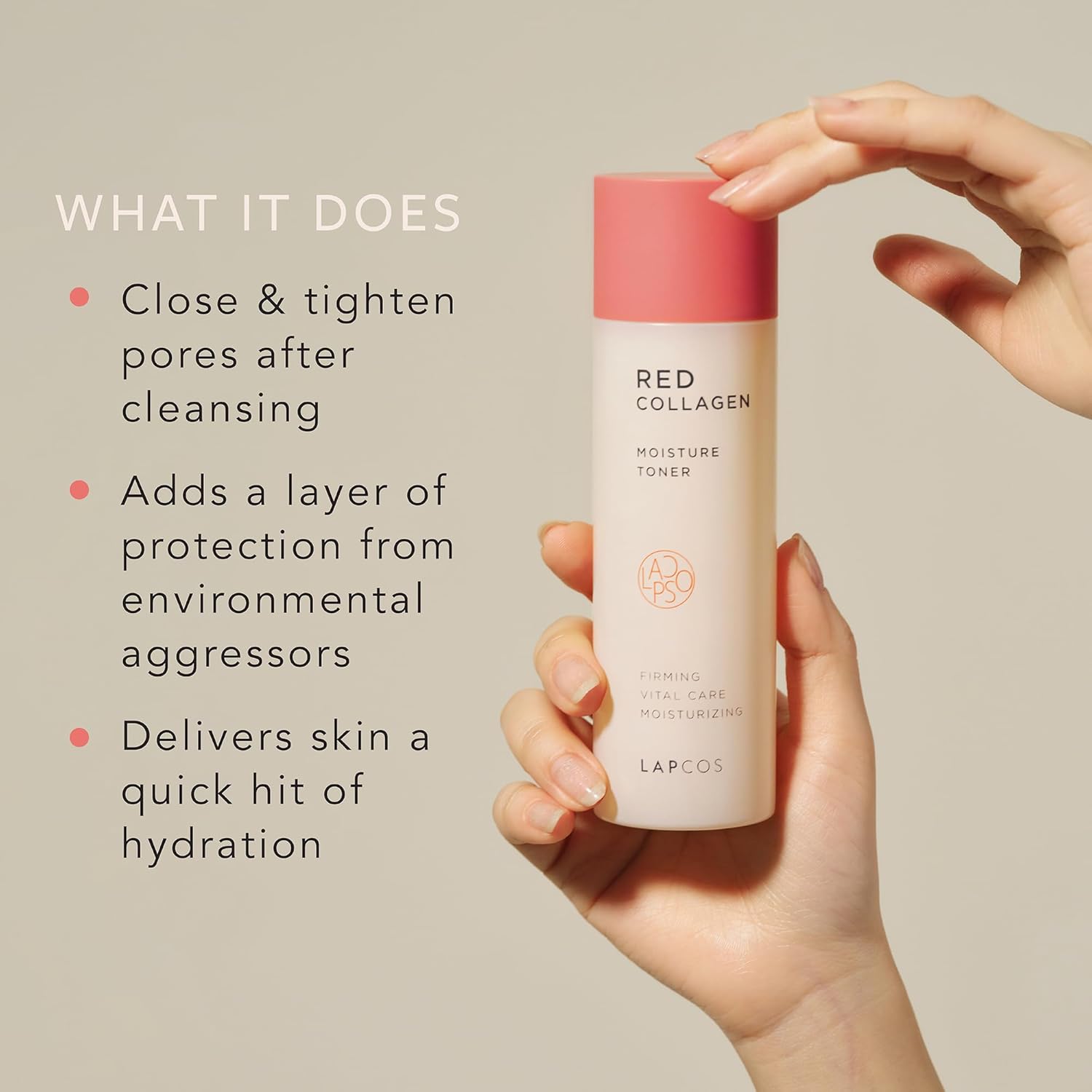 LAPCOS Red Collagen Moisture Toner, 130ml size.