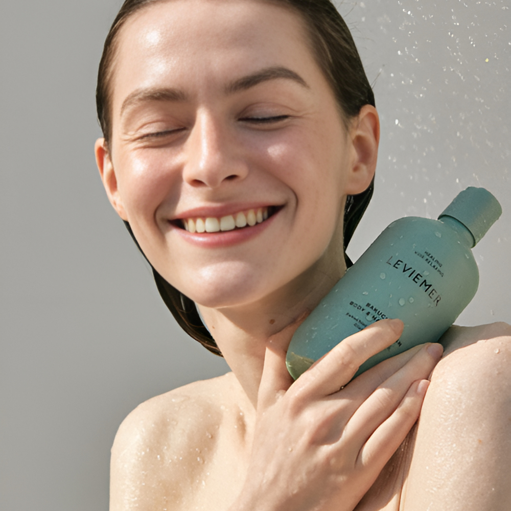 300ml LEVIEMER Bakuchiol Body & Hand Wash, elegantly packaged for effective cleansing and skin care.