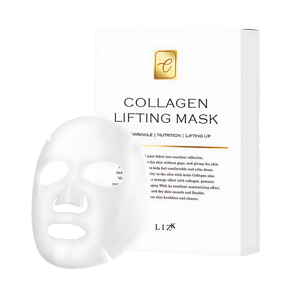 LIZK Collagen Lifting Mask, 25g each, pack of 10, designed to enhance skin elasticity and provide a lifting effect.