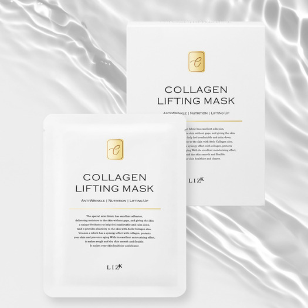 LIZK Collagen Lifting Mask, 25g x 10, crafted to boost skin elasticity and deliver a rejuvenating lifting treatment.