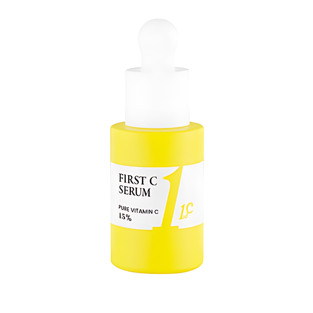 LIZ K First C Serum: 15% Pure Vitamin C in a 20ml bottle, designed to brighten and rejuvenate the skin.