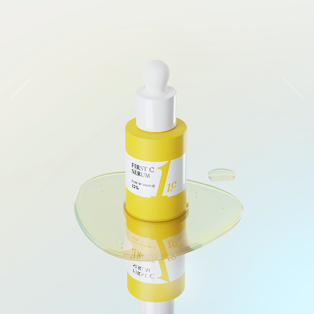 LIZ K First C Serum features 15% Pure Vitamin C in a 20ml container, promoting a radiant and youthful complexion.