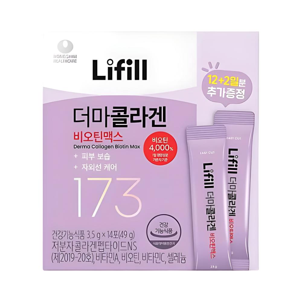 Lifill Derma Collagen Biotin Max 3.5g (12ea+2ea) is a premium beauty supplement designed to promote skin, hair, and nail health.