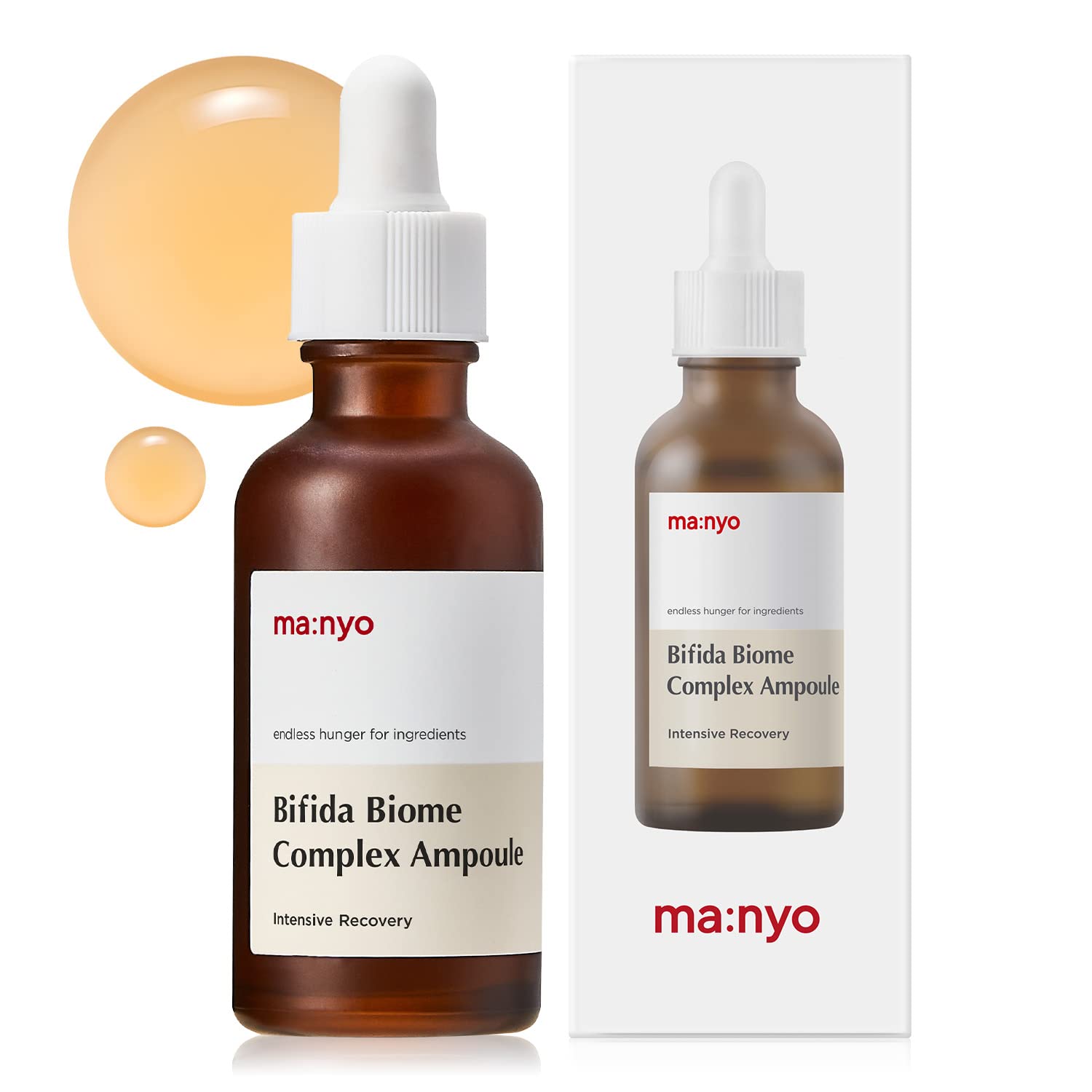 Bifida Biome Complex Ampoule by MANYO FACTORY, 50ml, enhances skin health with probiotics for a radiant complexion.