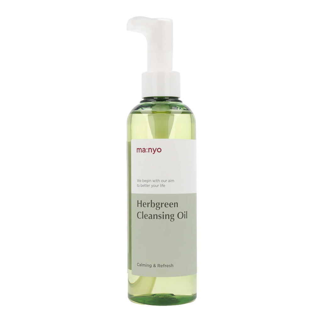 The MANYO FACTORY Herb Green Cleansing Oil 200ml is a gentle and effective cleansing oil formulated to remove makeup, impurities, and excess sebum while nourishing and calming the skin. 