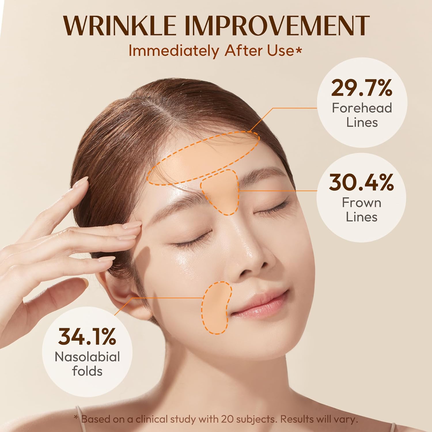 MARSHIQUE Wrinkle Repair Patch for between brows, includes 33 patches aimed at minimizing fine lines and wrinkles.