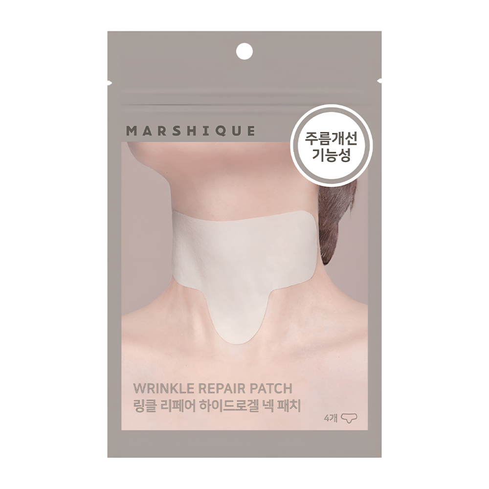 MARSHIQUE Wrinkle Repair Patch for Neck, 6g x 4P, designed to reduce neck wrinkles and improve skin texture.