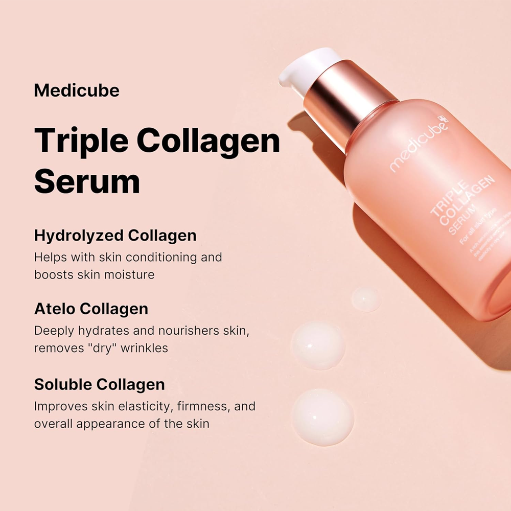 MEDICUBE Triple Collagen Serum 55ml - Revitalizes the skin, improving texture and tone for a radiant look.