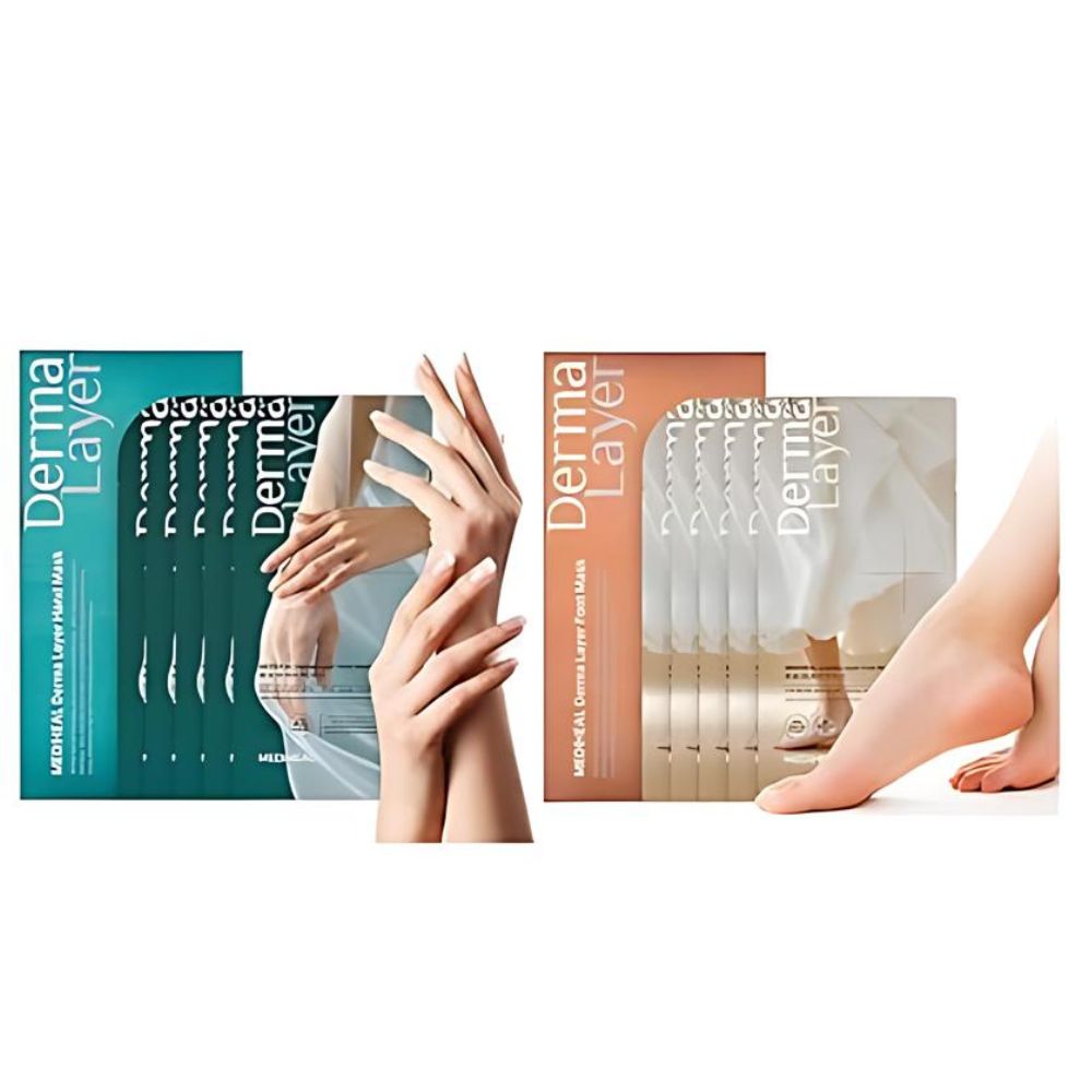 The hand masks are formulated to hydrate, nourish, and rejuvenate dry, tired hands, while the foot masks provide deep conditioning and soothing relief to rough, fatigued feet. 