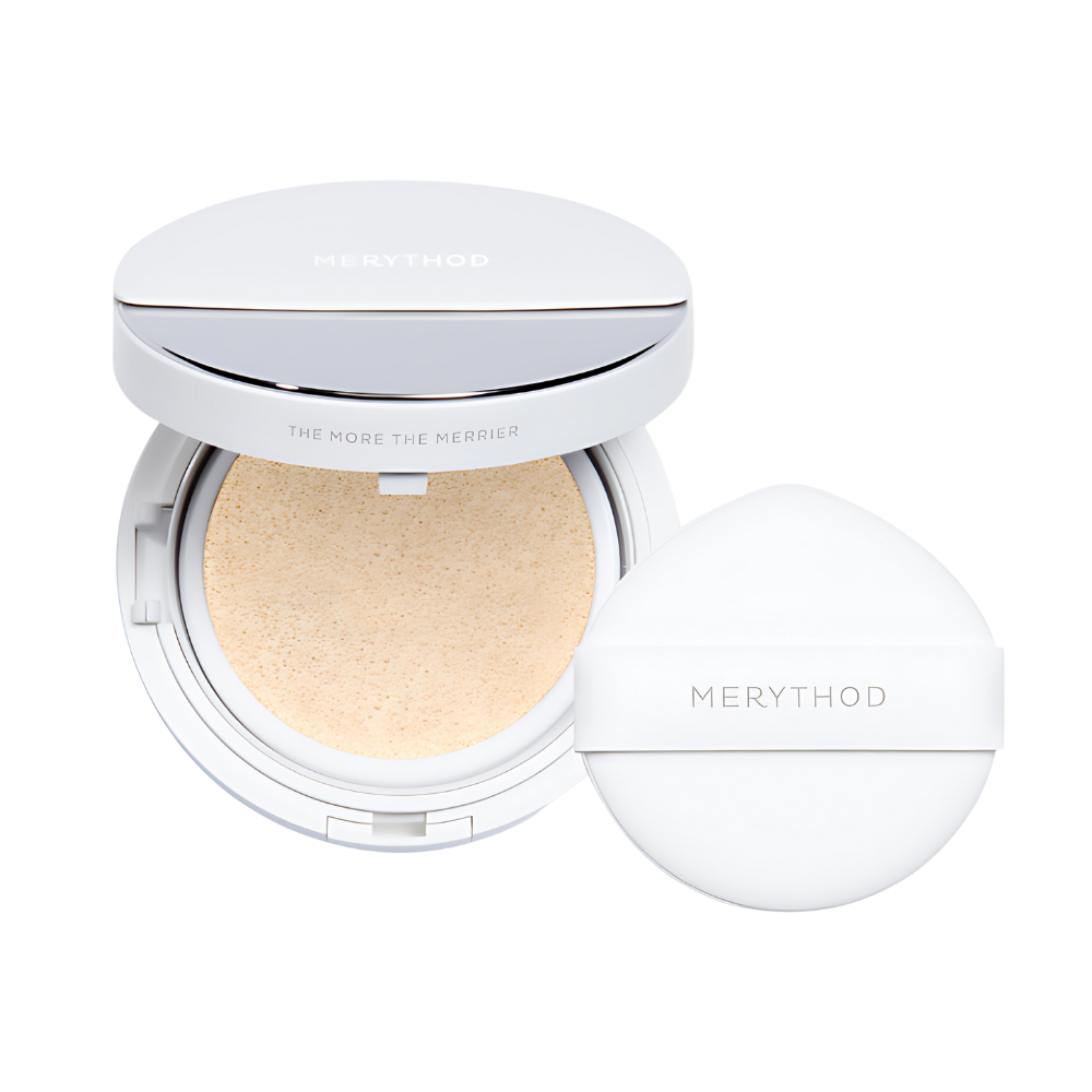 Merythod Skin Fit-Cover Spatula with SPF50+ PA++++, 13g cushion for flawless skin protection and coverage.
