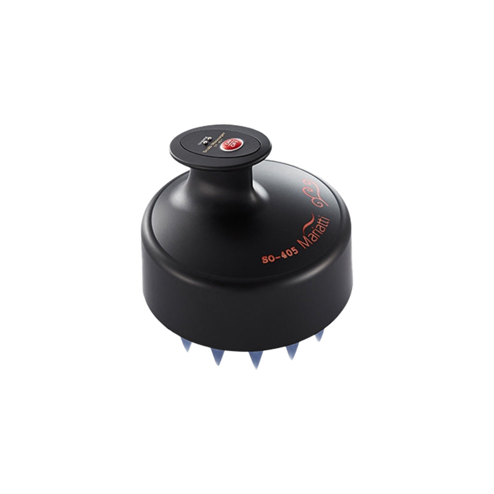 A handheld Mariatti Scalp Massager SO-405 in white, with multiple massage nodes and a comfortable grip.