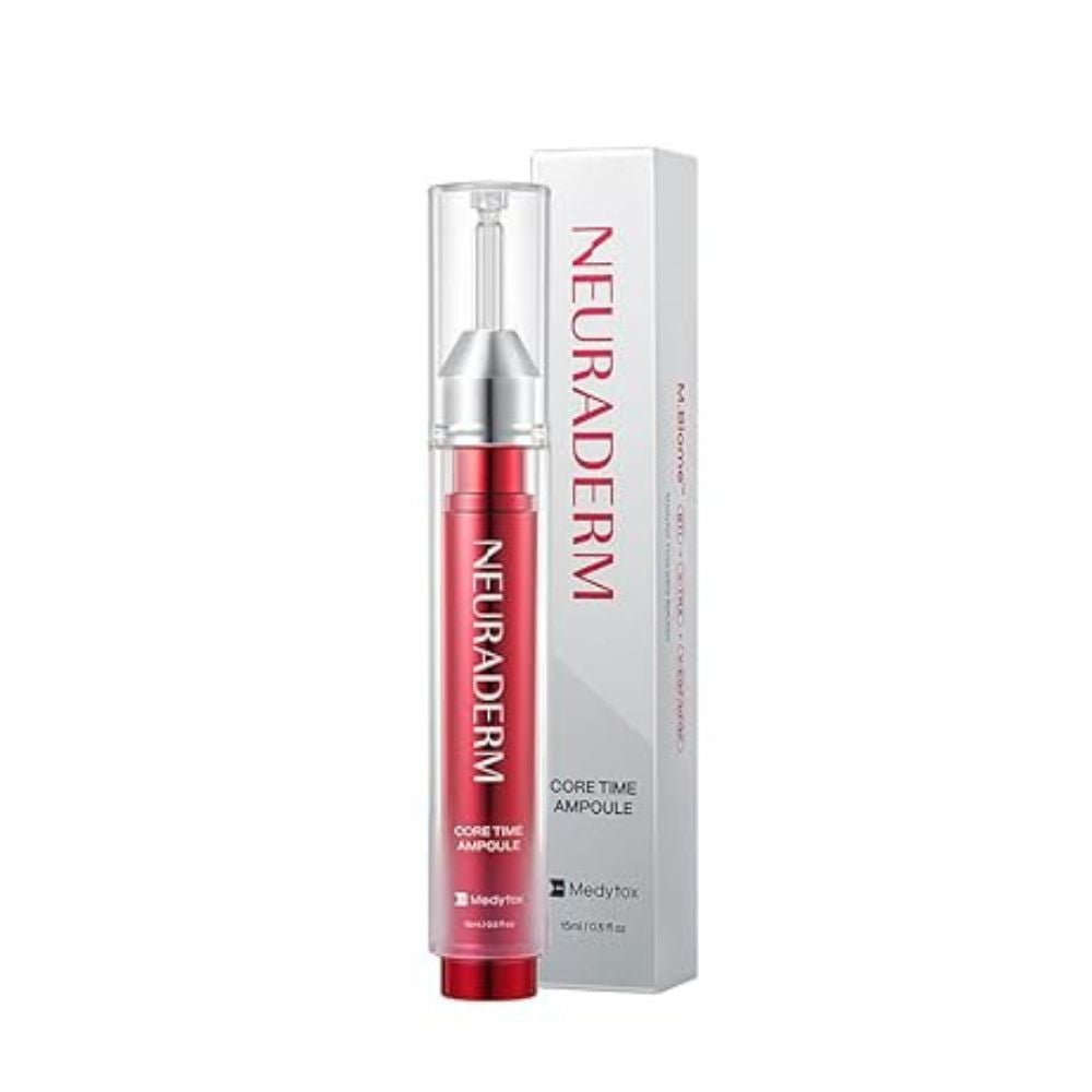 The Medytox NEURADERM Core Time Ampoule 15ml is a concentrated skincare treatment designed to address various skin concerns, such as hydration, firmness, and radiance.