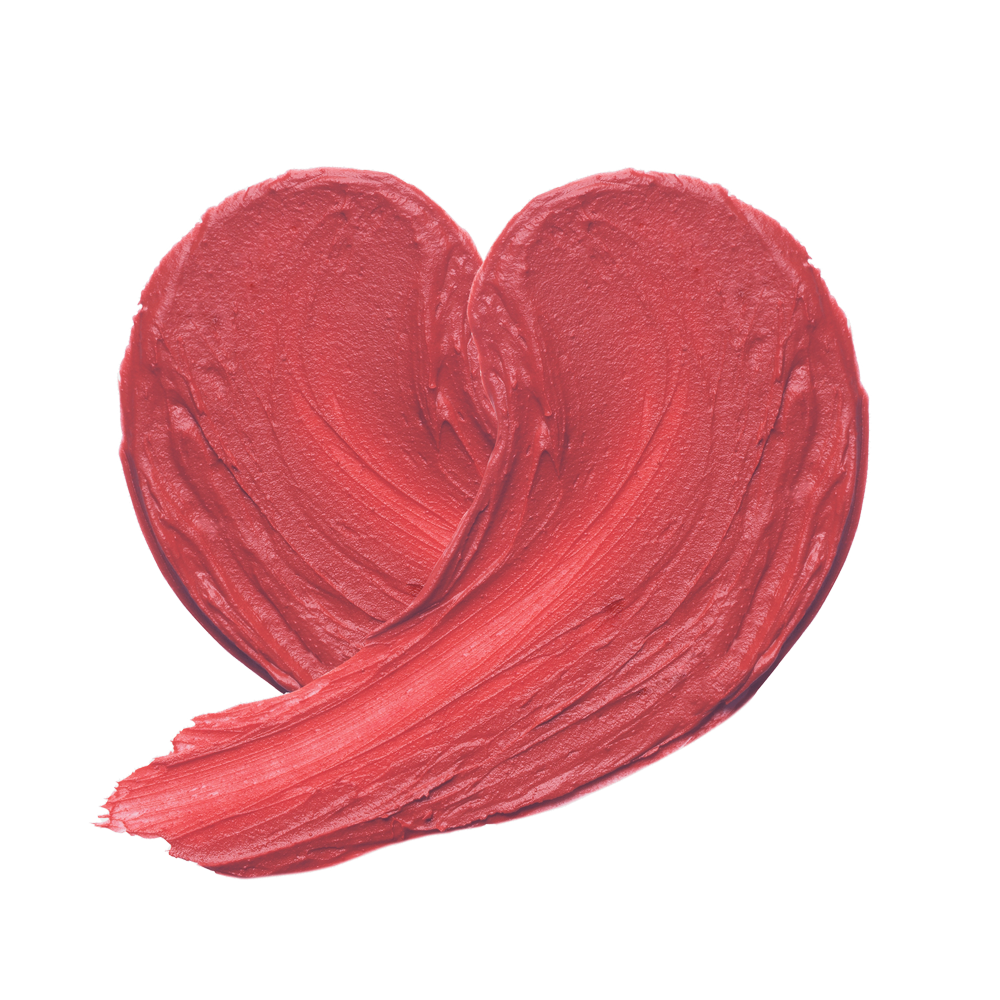 A 5g tube of Merry Monde Cherry Heart Mega Tint, offering a bright cherry tint for a playful and vibrant makeup look.