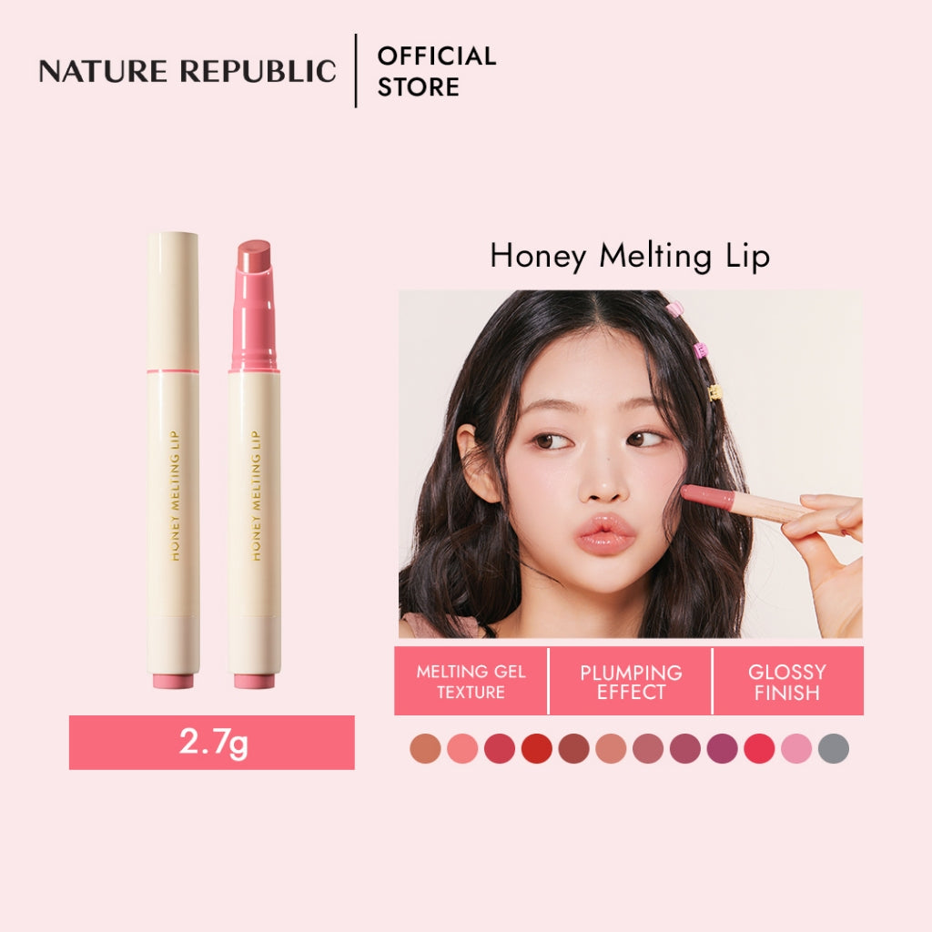 NATURE REPUBLIC Honey Melting Lip balm in a 2.7g tube, perfect for soft, hydrated lips with a sweet honey scent.