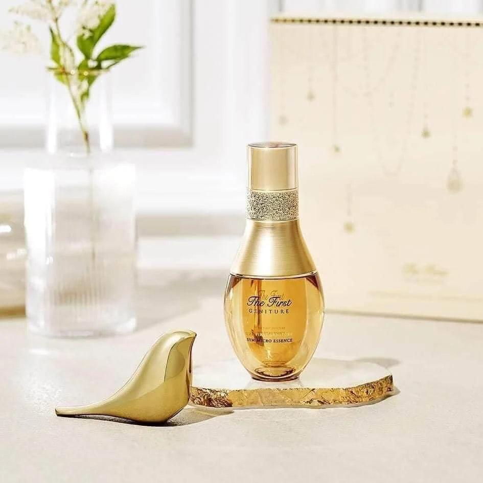 Elegant gold bottle of O HUI The First Geniture Sym-Micro Essence 50ml - DODOSKIN perfume.