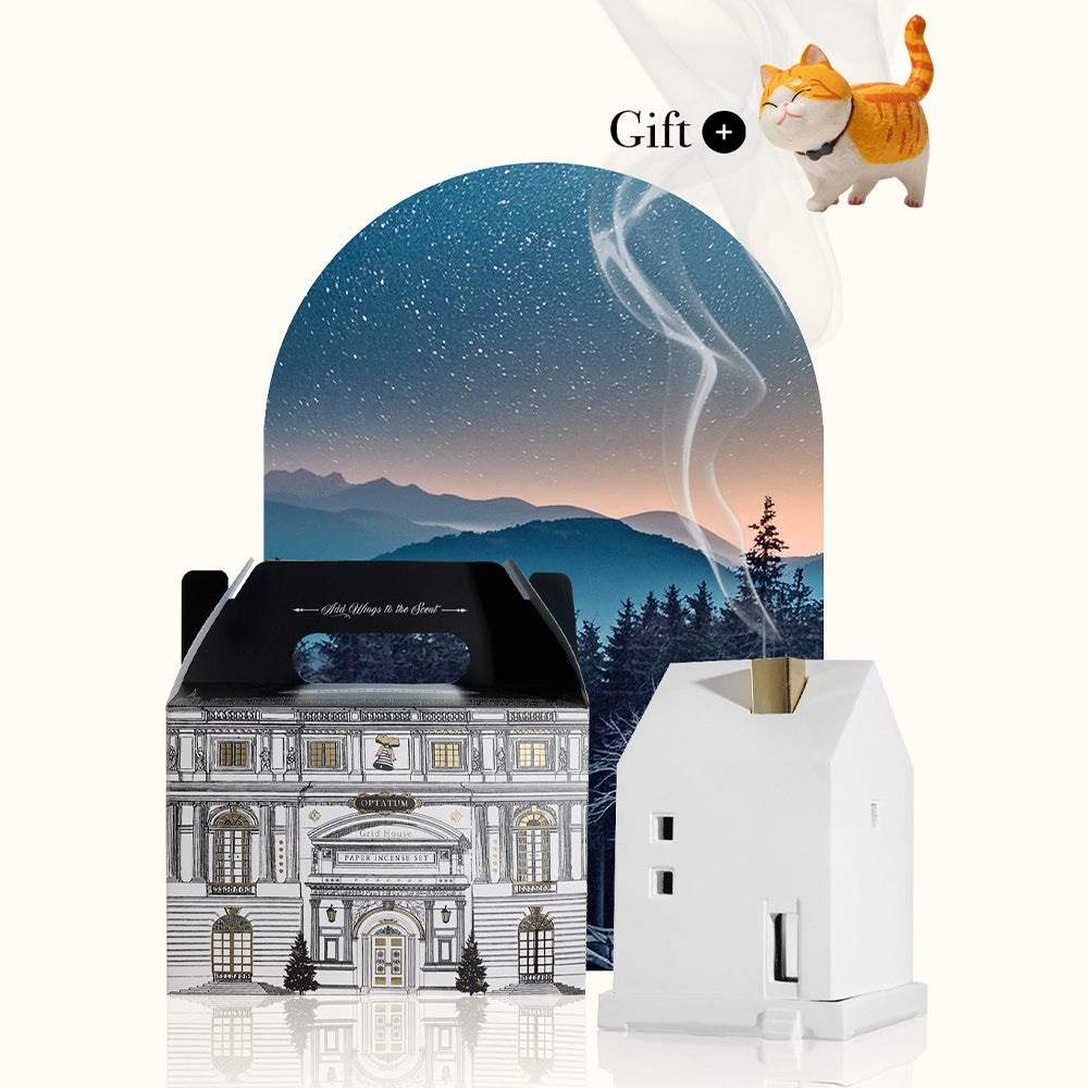 Optatum [Gift Packaging] “Emotional Scent” Paper Incense & Grid House Gift Set (+ Free Catiktor Match) (9 Types)