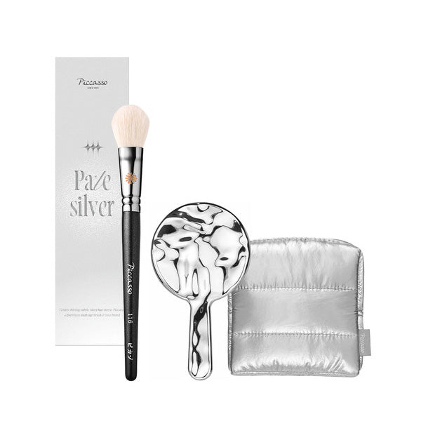 PICCASSO 116 Highlighter Brush (+ Pale Silver Cushion Pouch Gift)