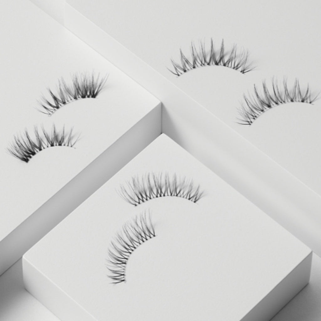 Display of PICCASSO Eyeme Fale Eyelashes, 1g each, featuring 10 unique styles designed to elevate eye makeup looks.