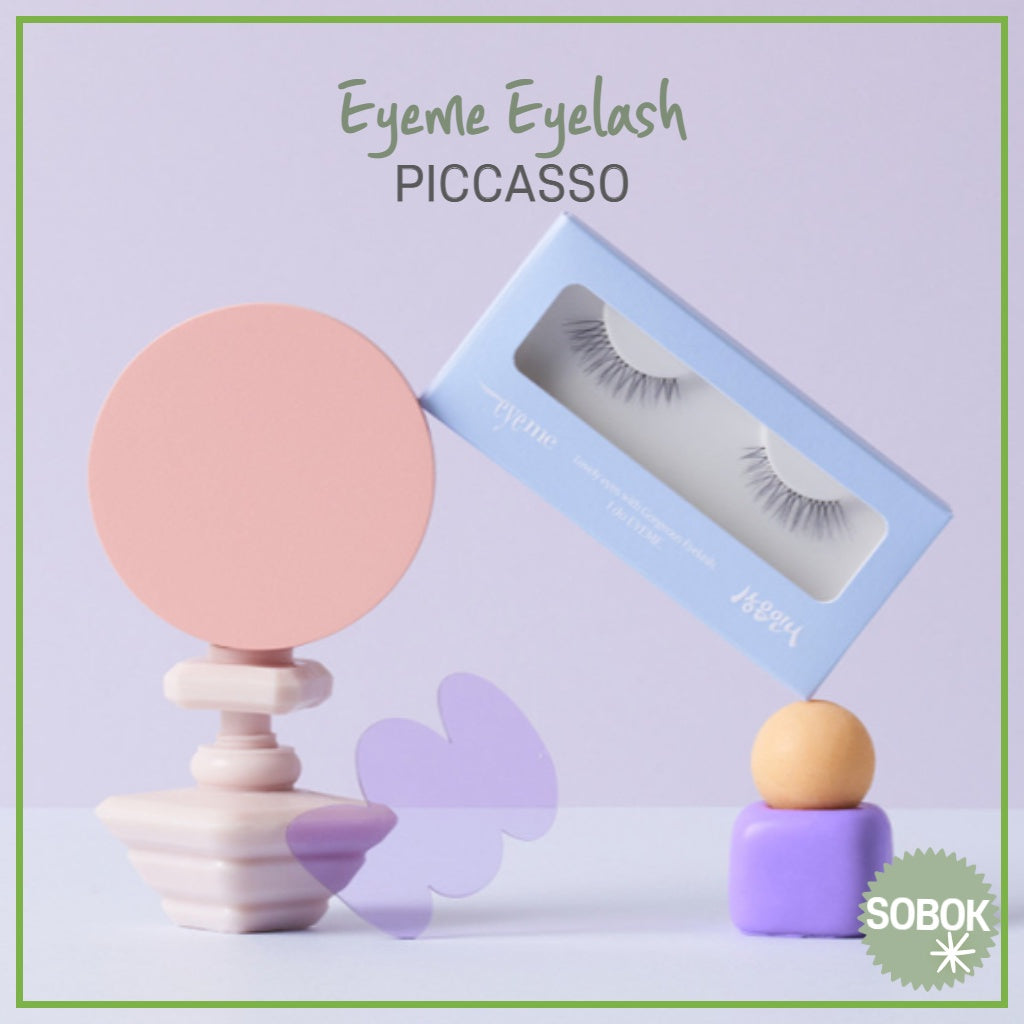 Ten varieties of PICCASSO Eyeme Fale Eyelashes, each 1g, presented in an array of styles for versatile eye enhancement.