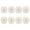 Collection of six white containers labeled with TAMBURINS THE SHELL Perfume Hand 15ml (8 types).
