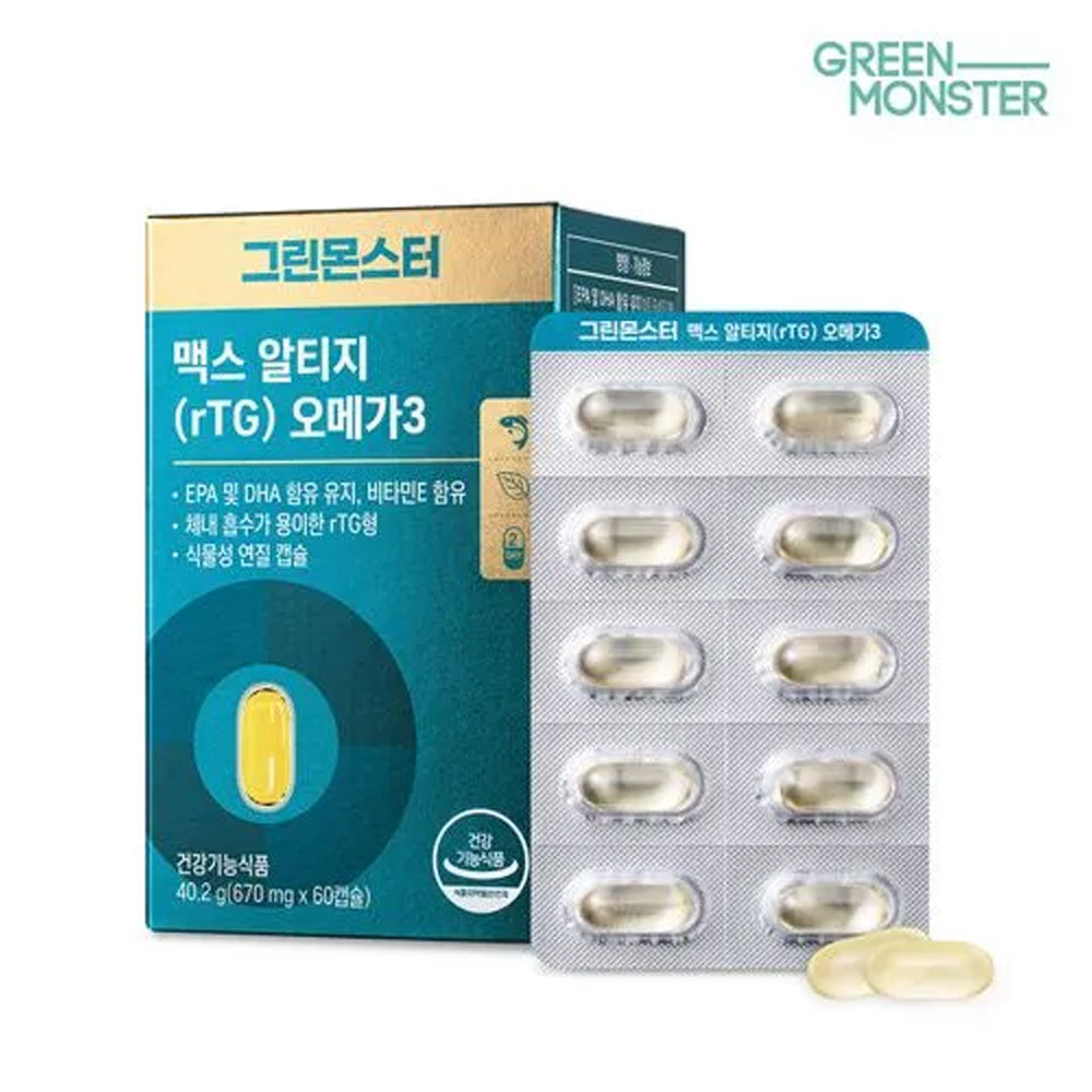 GREEN MONSTER Max rTG Omega3 670mg, 60 Capsules (Renewal) - DODOSKIN