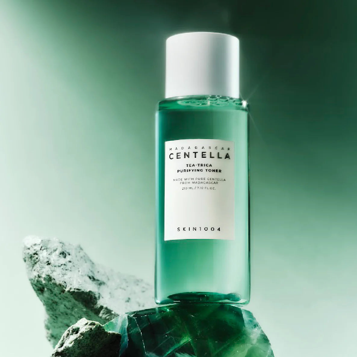 SKIN1004 Madagascar Centella Tea-Trica Purifying Toner 210ml in a green and white bottle.